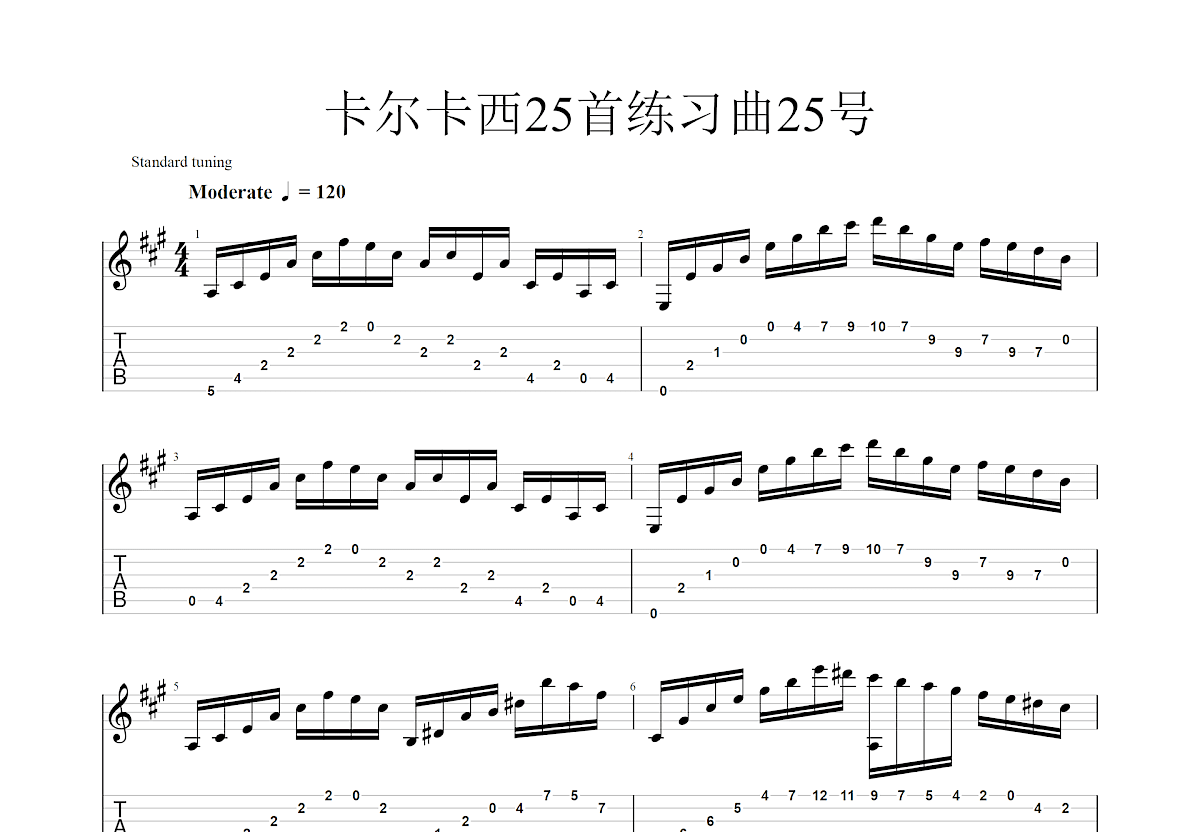 卡尔卡西25首练习曲25号曲谱预览图