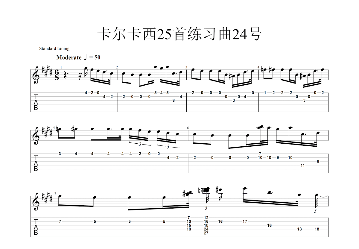 卡尔卡西25首练习曲24号曲谱预览图