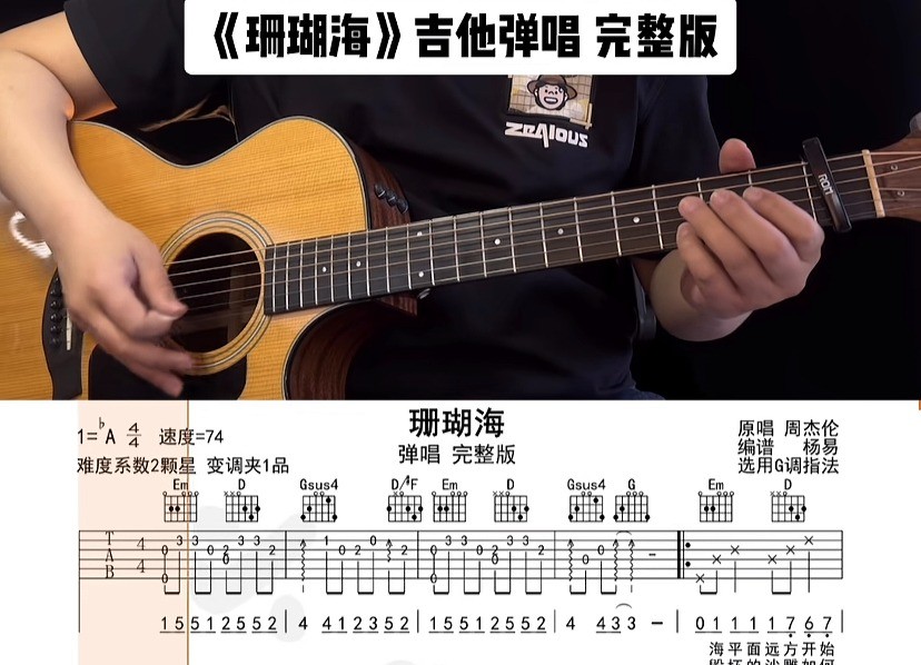 单曲速成：《珊瑚海》用语言讲解和慢速示范的方式帮助大家解决曲谱中的难点问题