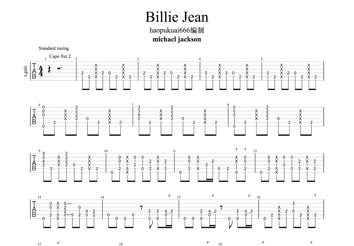 Billie Jean Sheet Music Michael Jackson Guitar Lead Sheet | lupon.gov.ph
