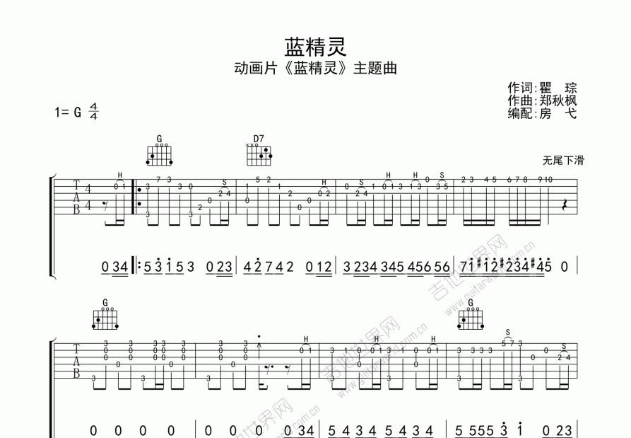 蓝精灵尤克里里指弹谱图片