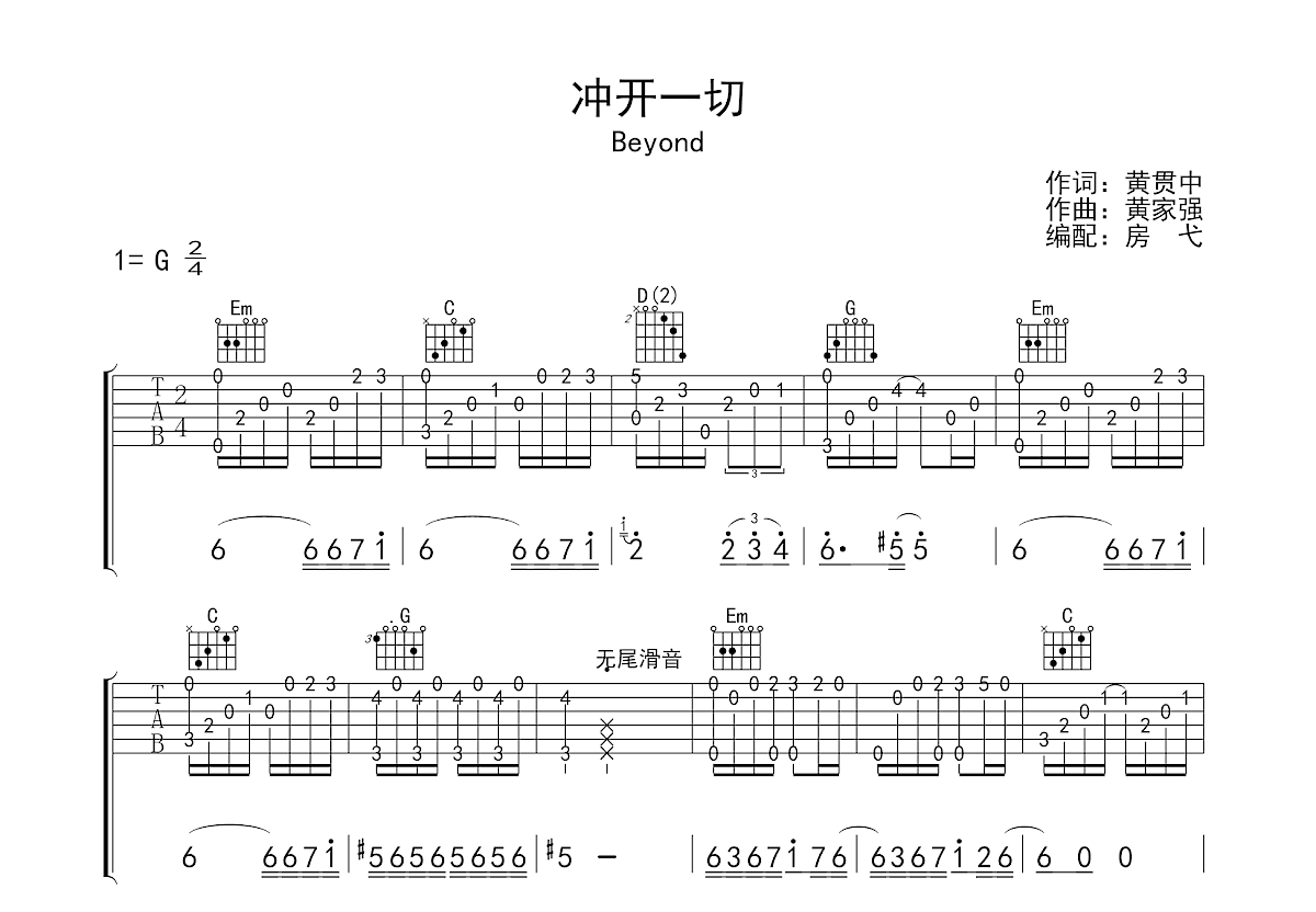 冲开一切（Beyond）吉他简谱 六线谱—扫描版