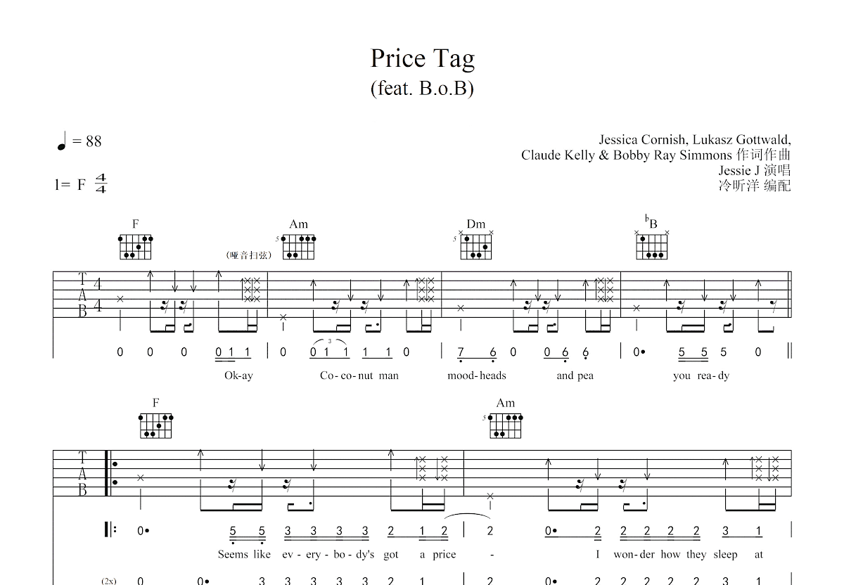 Price Tag曲谱图片
