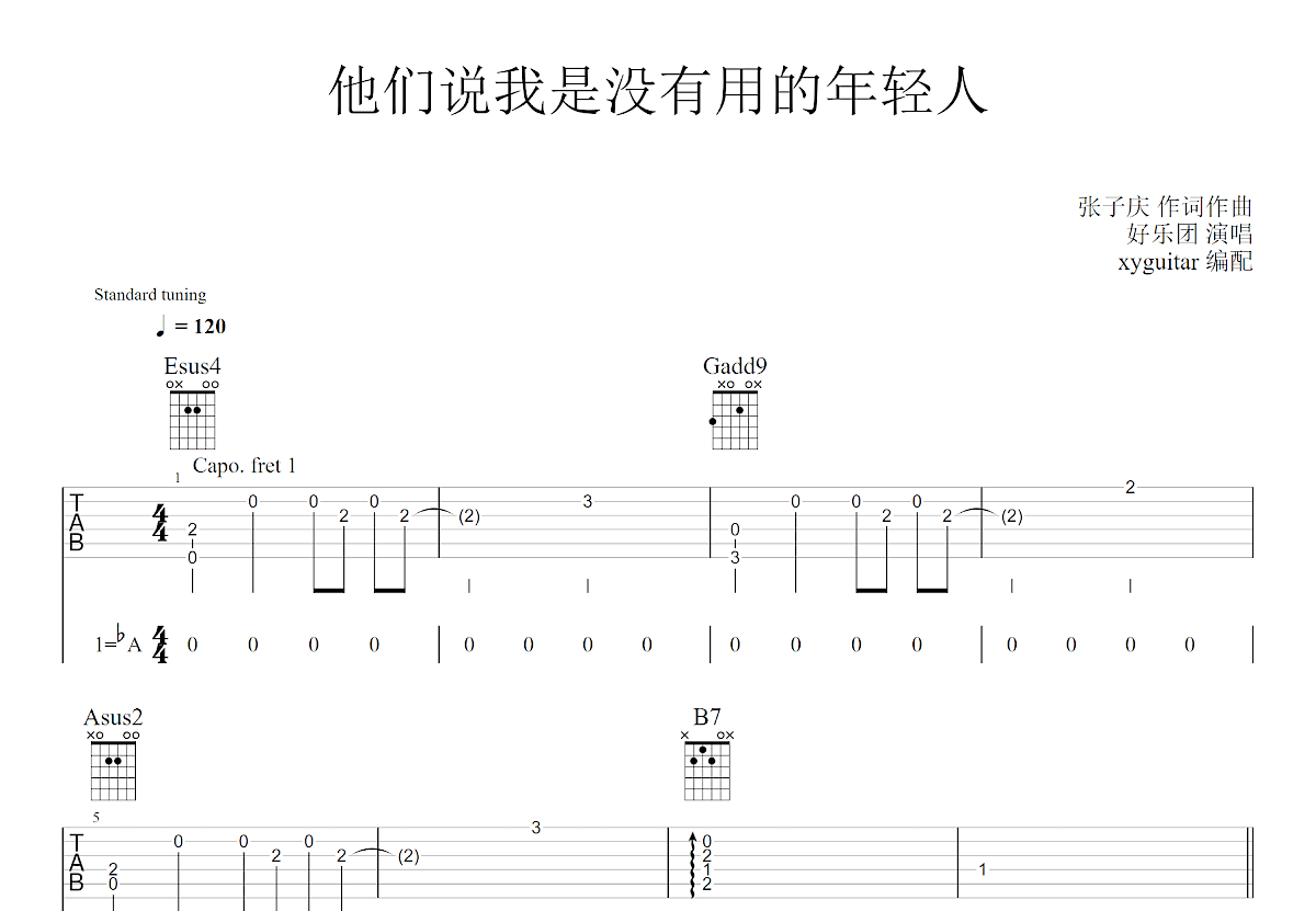 他们说我是没有用的年轻人吉他谱 好乐团 G调弹唱79 专辑版 吉他世界