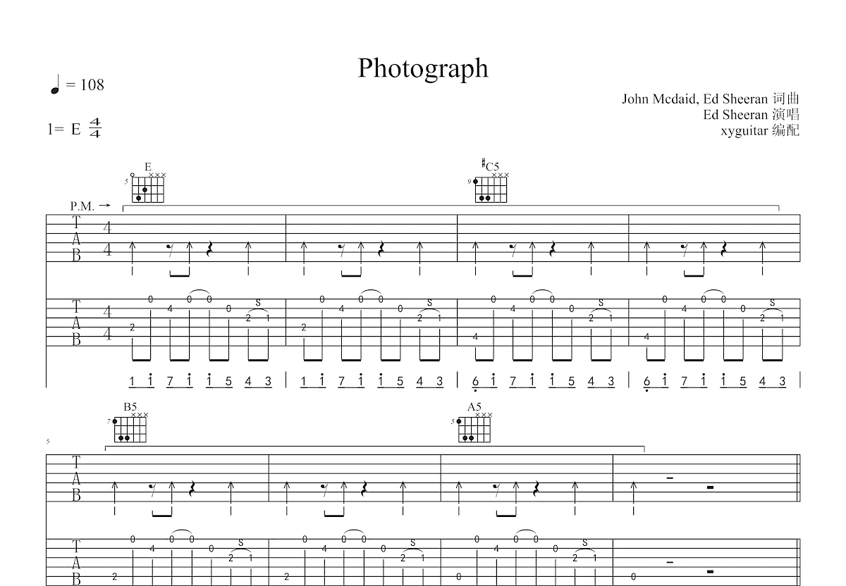 Photograph吉他谱(PDF谱)_Ed Sheeran(艾德·希兰 / 红发艾德)