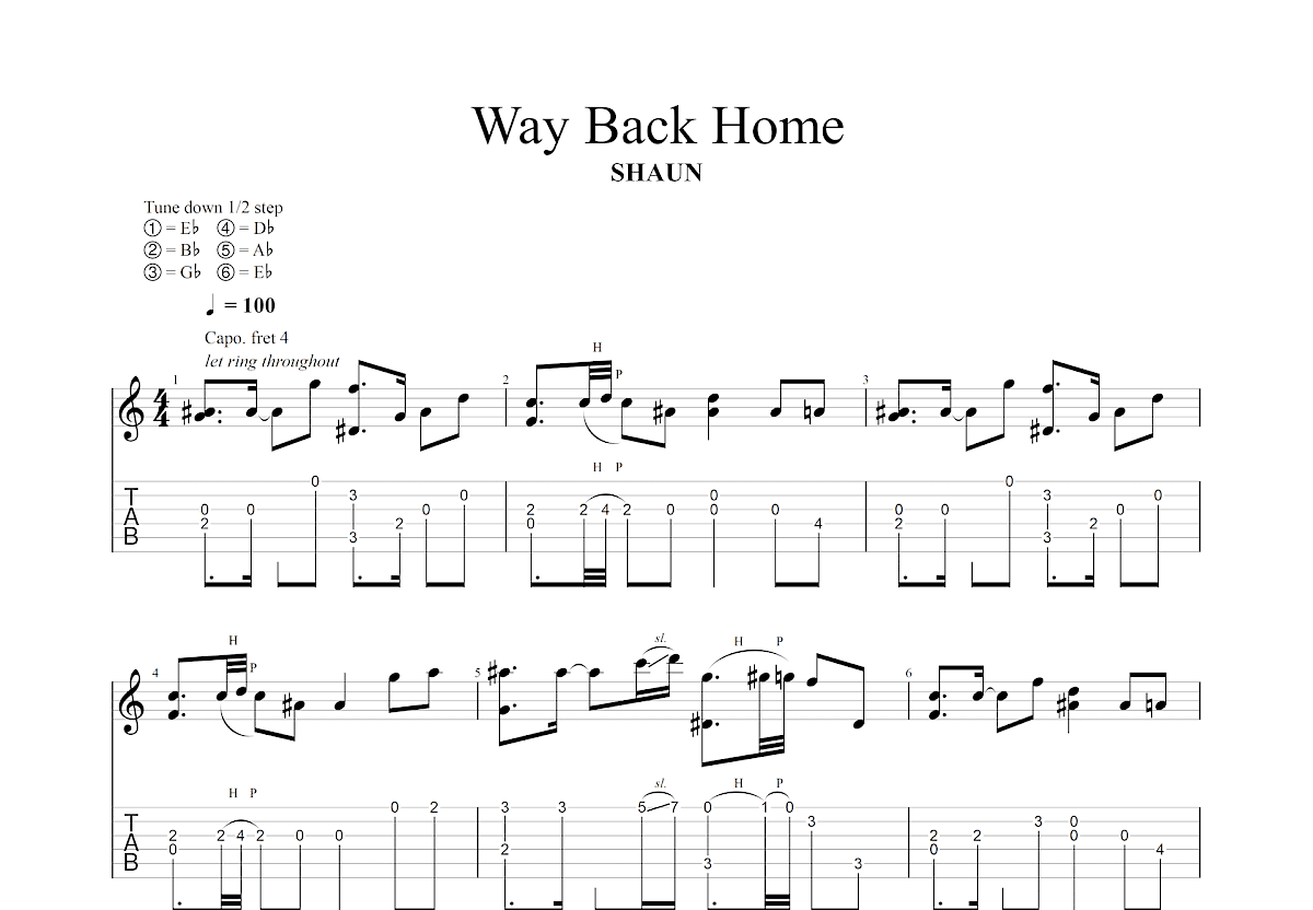 Rick And Morty A Way Back Home Fabulous Aura Way Back Home吉他谱_SHAUN (숀) SHAUN_G调指弹 - 吉他世界