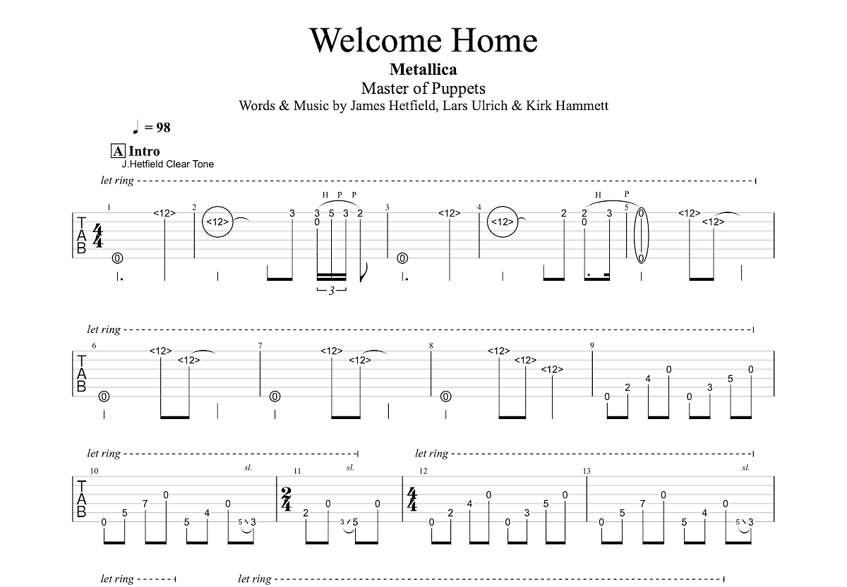 Home吉他谱_Metallica_G调总谱 吉他世界