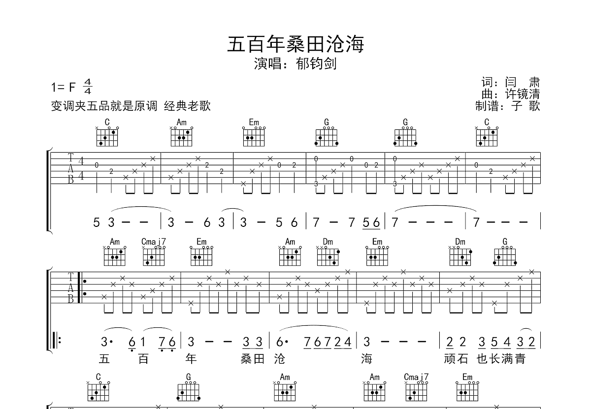 吉他五百年桑田沧海图片
