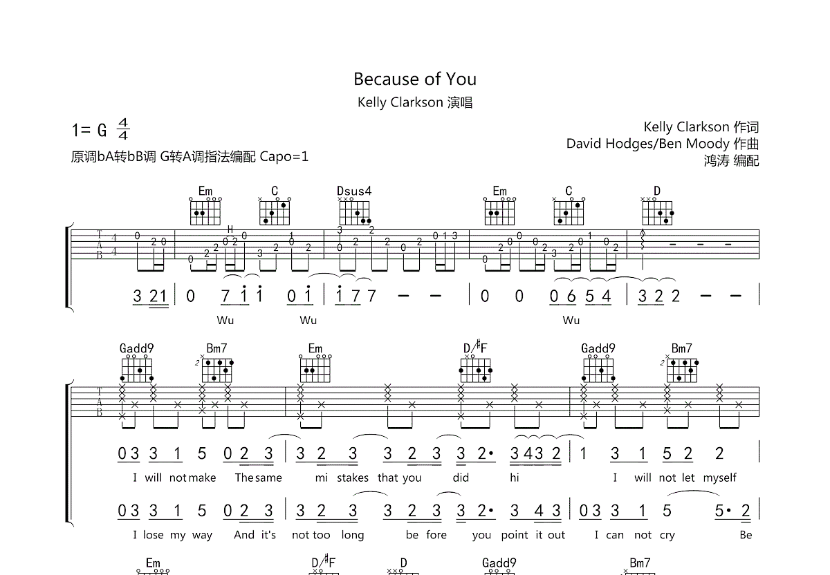 Ed Sheeran《Shape of You》吉他谱C调六线吉他谱-虫虫吉他谱免费下载