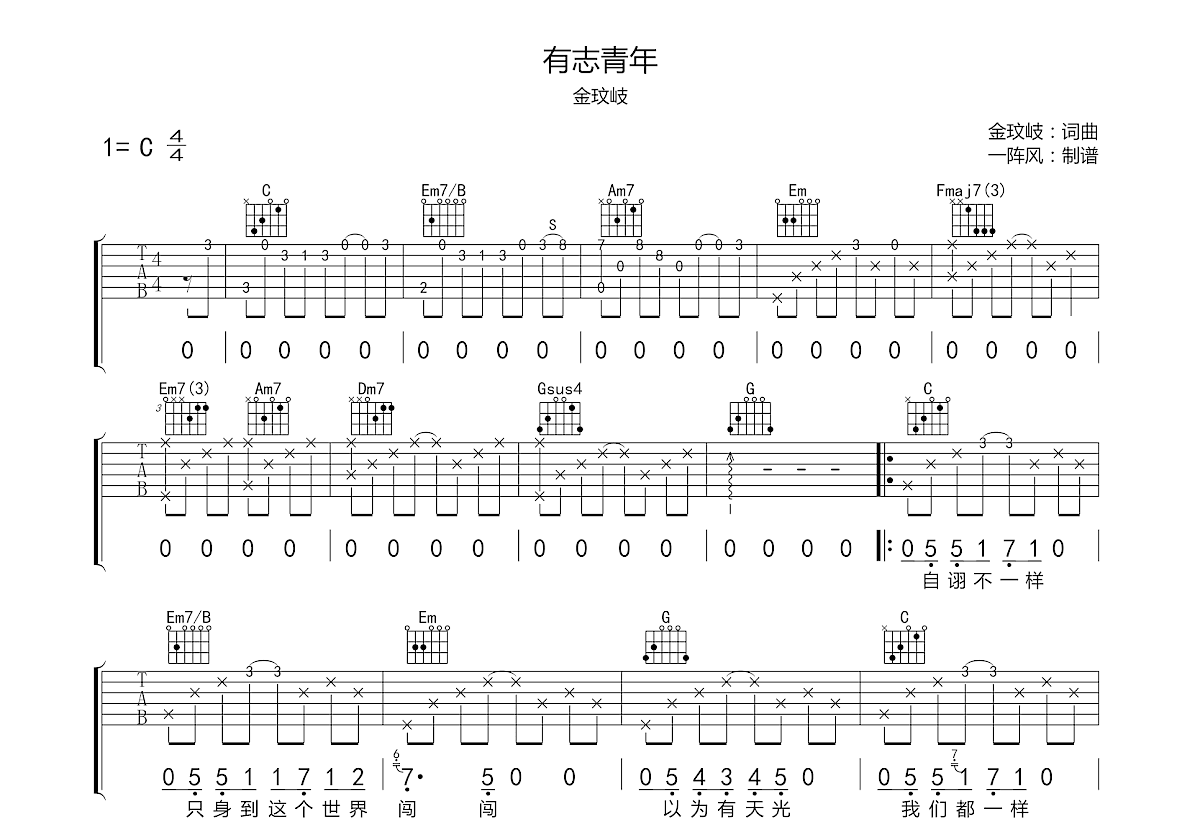 晴天吉他谱-弹唱谱-c调-虫虫吉他