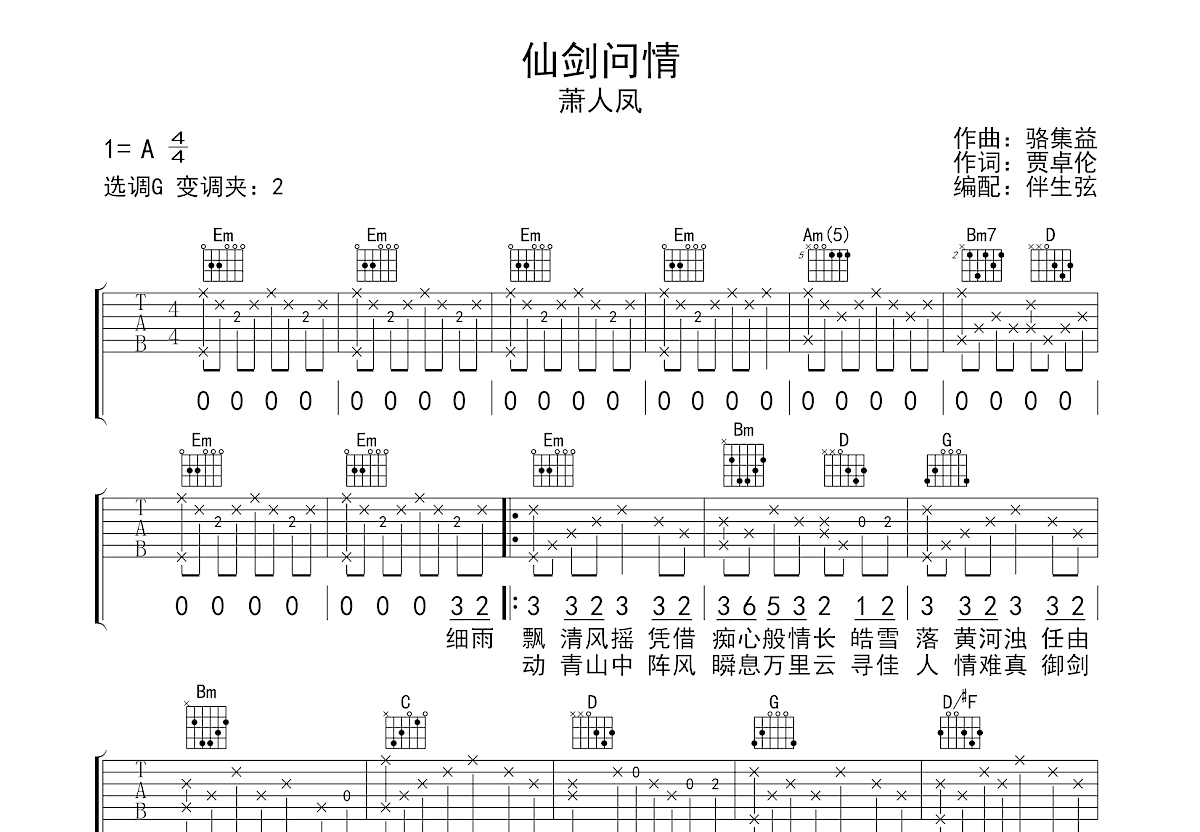 偏爱( 插曲-大树音乐屋)吉他谱(图片谱,弹唱,教学)_张芸京