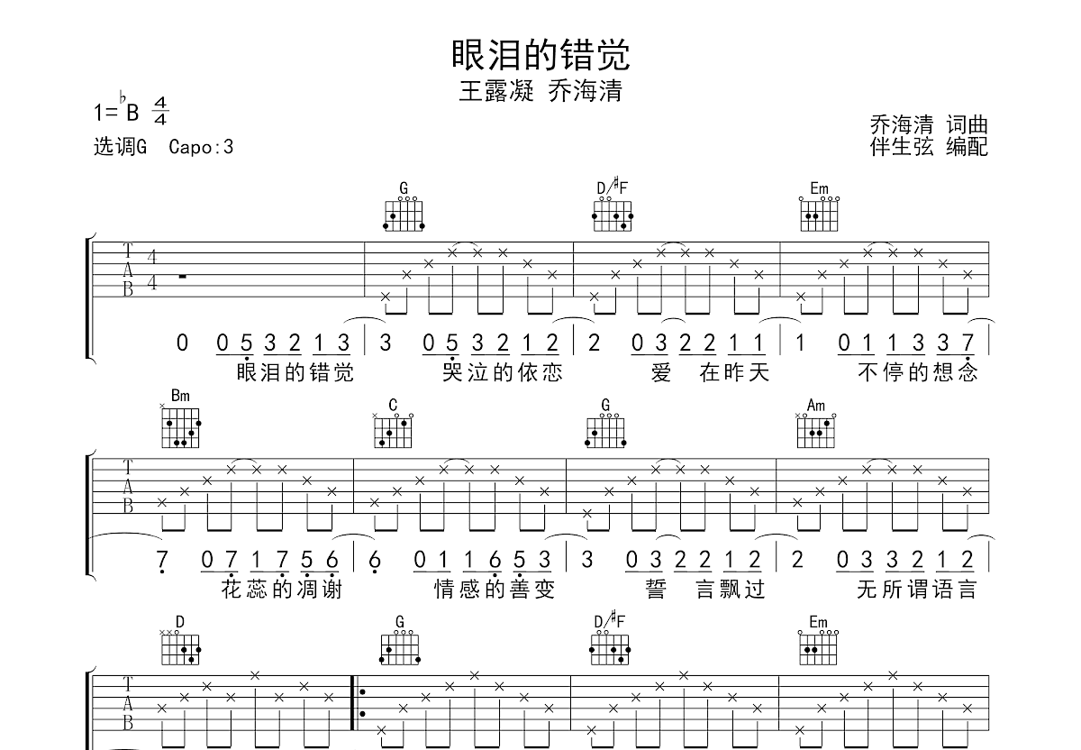 王娅 - 爱情错觉 [弹唱] 吉他谱