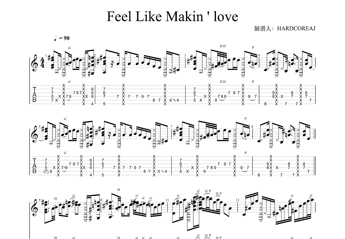 Feel Like Makin ' love吉他谱_井草聖二_E调指弹 - 吉他世界