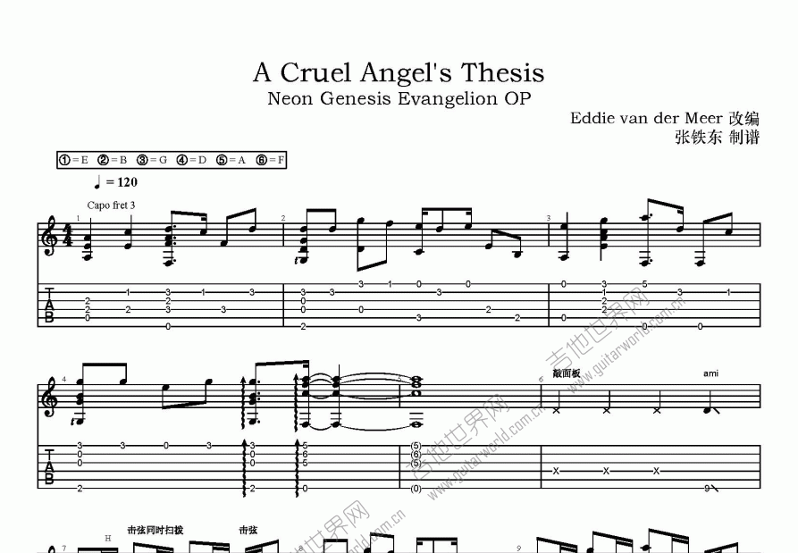 a cruel angel's thesis guitar