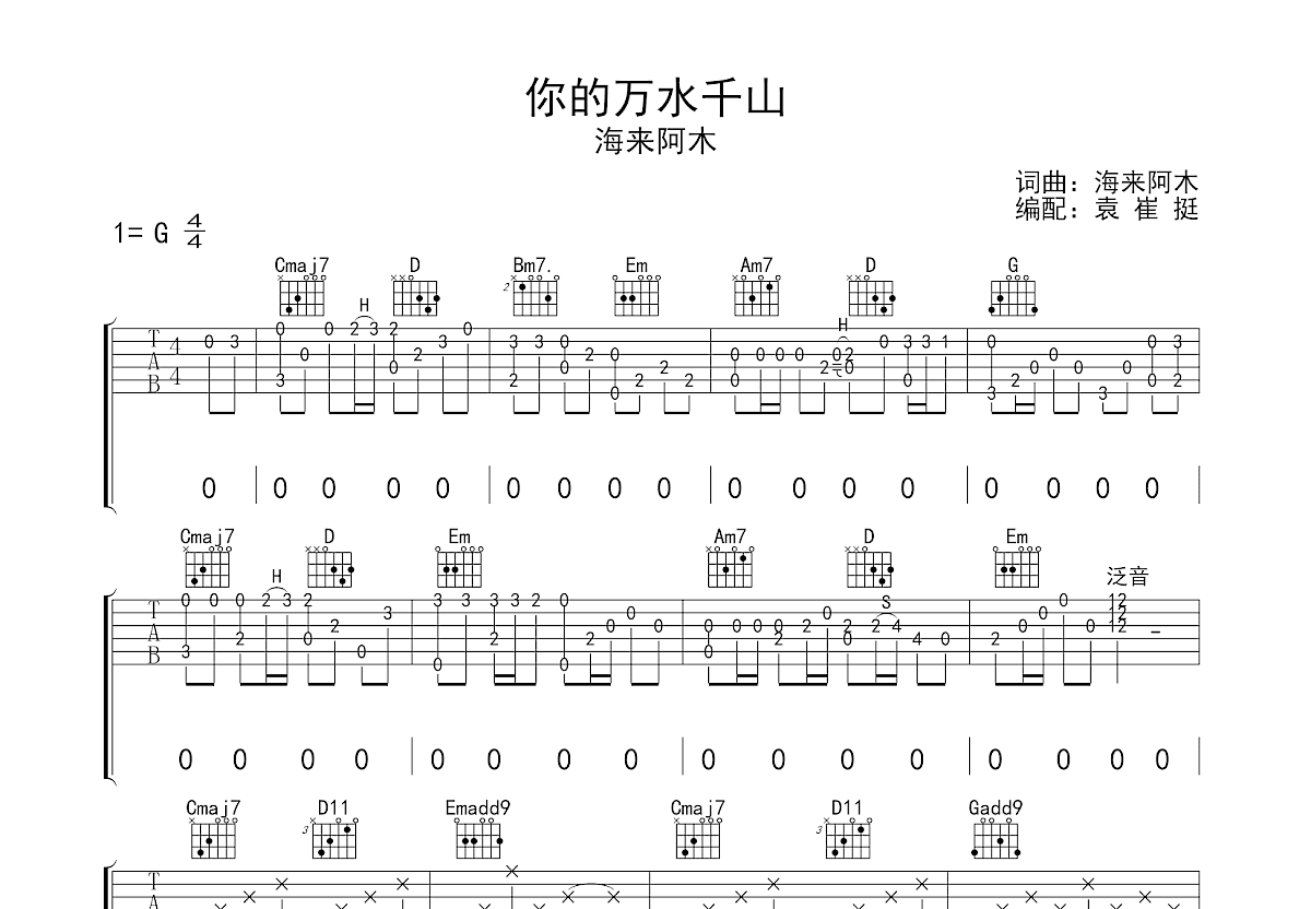 你的万水千山口琴简谱图片