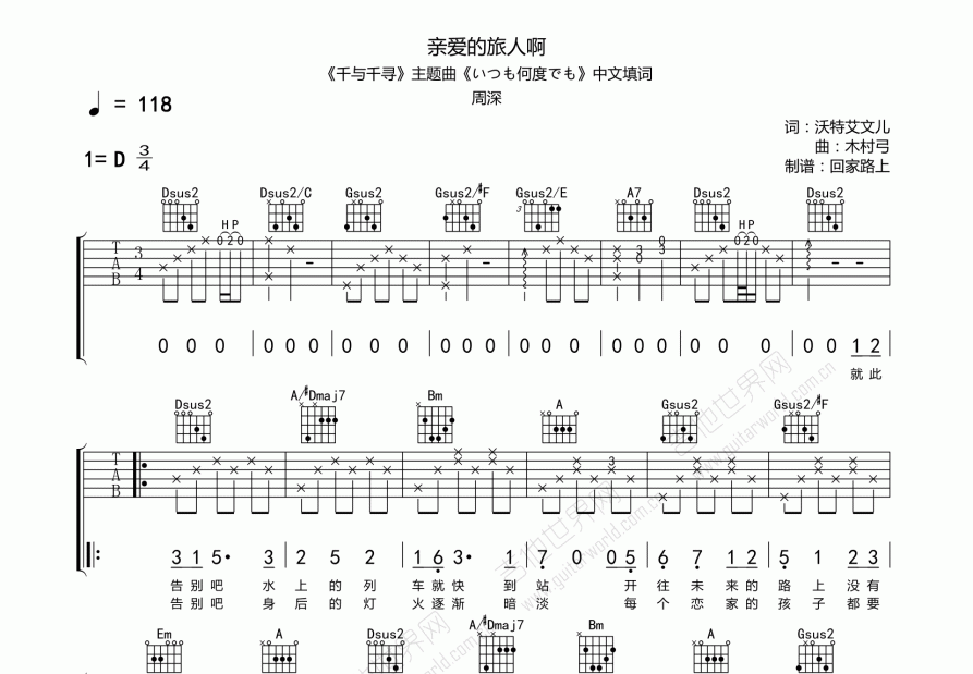 親愛的旅人啊千與千尋主題曲