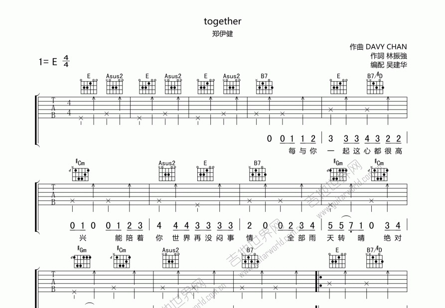 together吉他谱图片