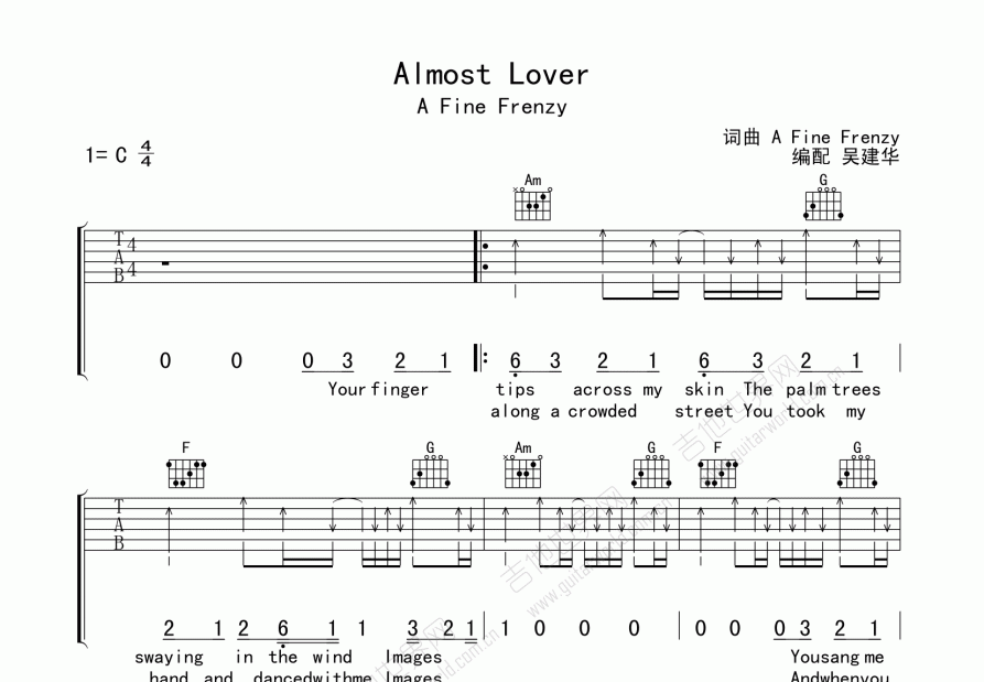 almost lover简谱图片