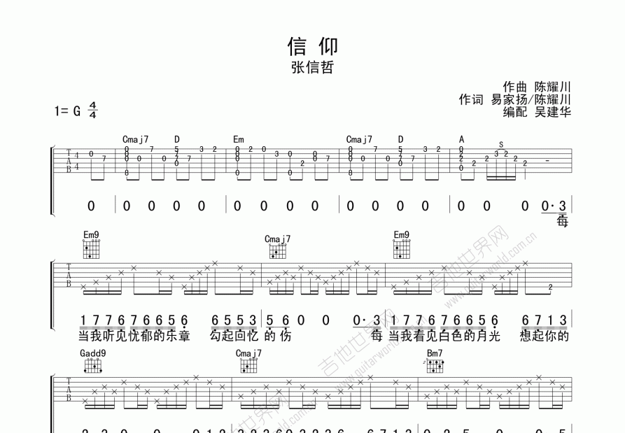信仰吉他谱c调刘大壮图片