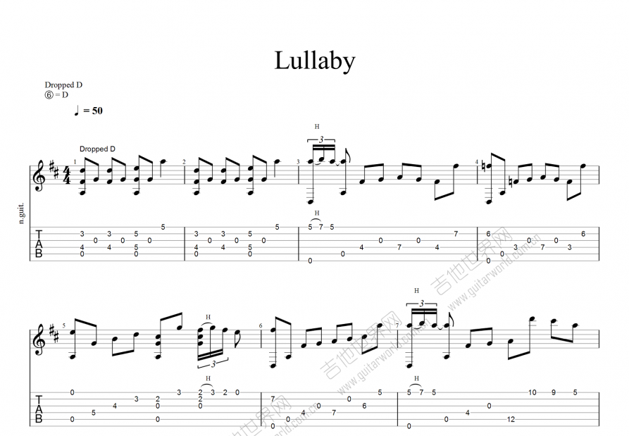 lullaby吉他谱图片