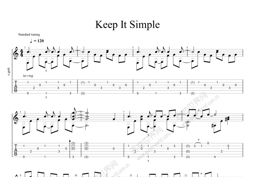 keep it simple吉他谱_其他_f调古典 - 吉他世界
