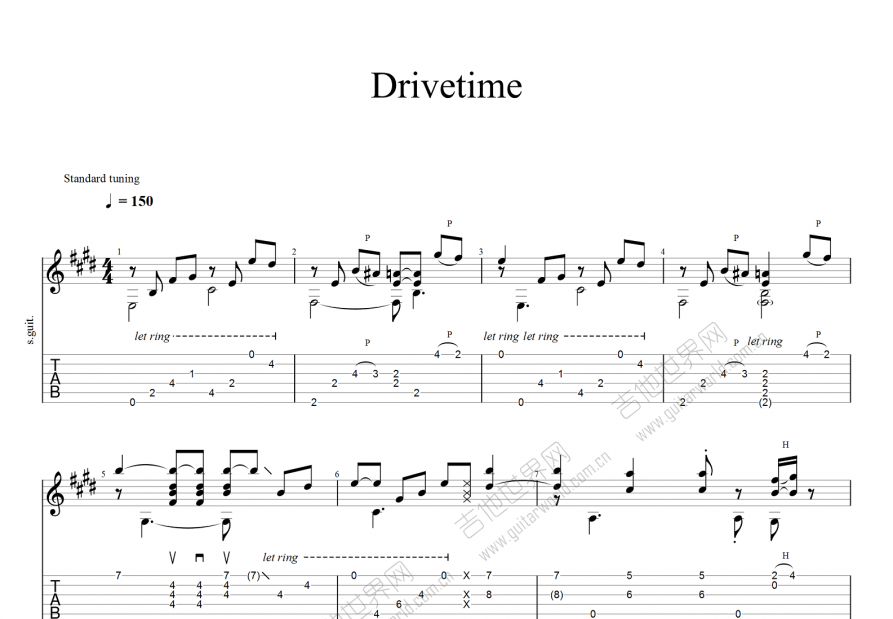 drivetime吉他谱_tommy emmanuel_e调指弹 - 吉他世界