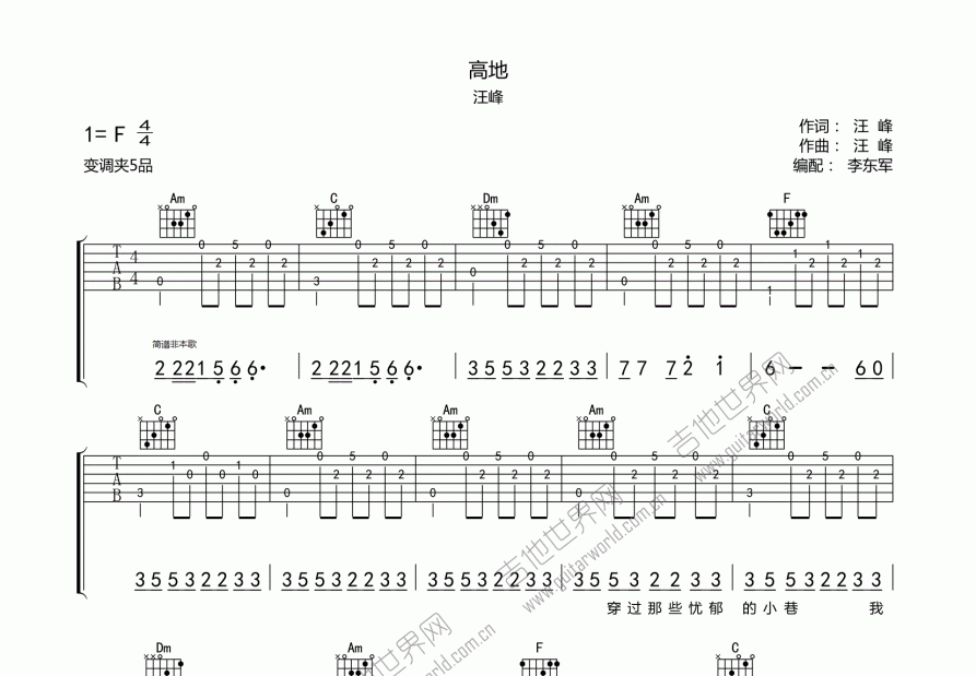 高地曲譜預覽圖