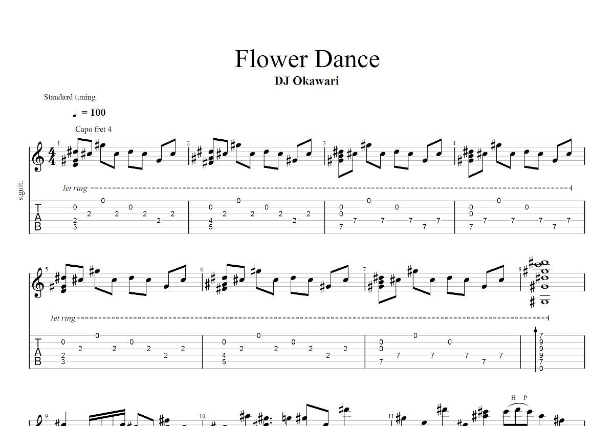 flower dance吉他谱图片