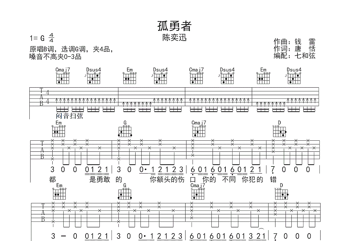 lemon吉他谱-指弹谱-c调-虫虫吉他