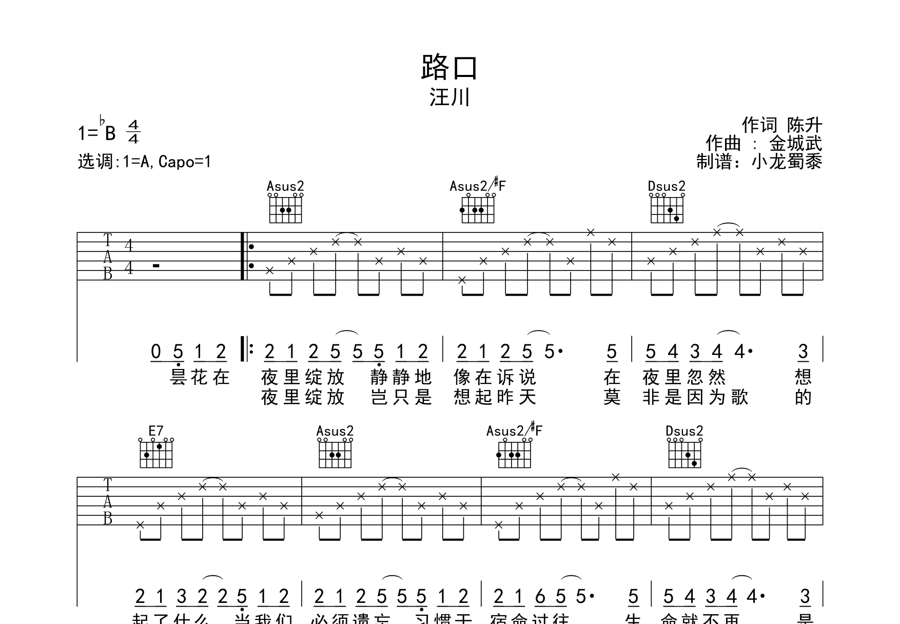 流川枫与苍井空吉他谱-简谱网