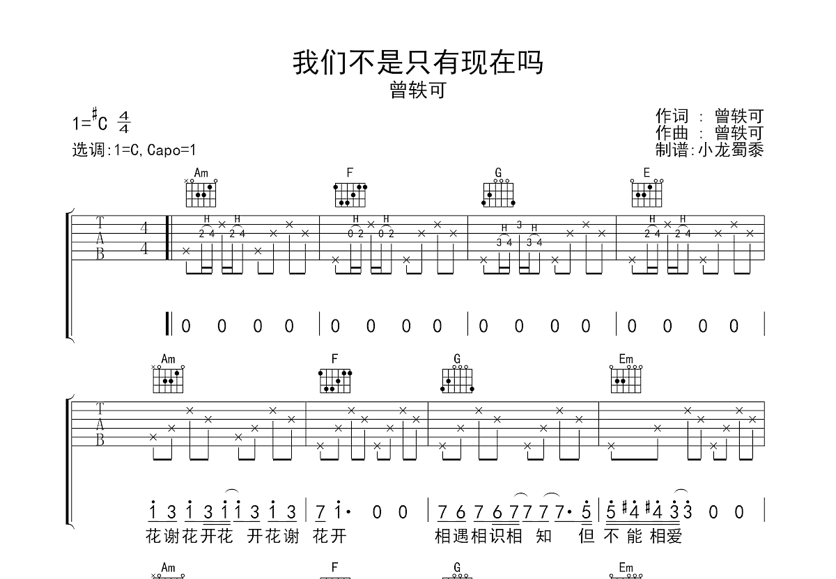 我们不是只有现在吗吉他谱_曾轶可_c调弹唱吉他谱39%原版 - 吉他世界