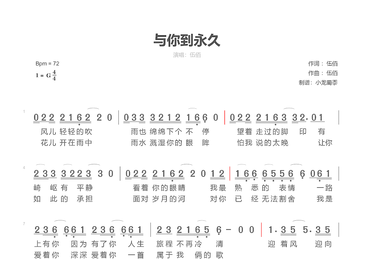 亲爱的你伍佰吉他谱图片