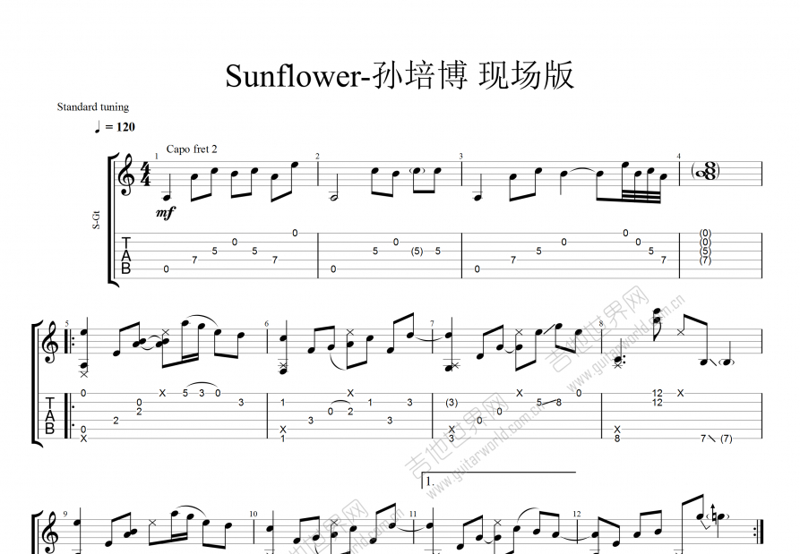 sunflower数字简谱图片