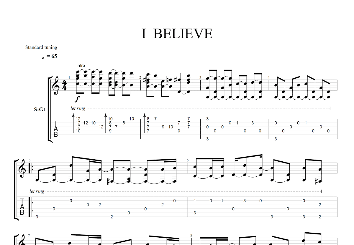 I believe（吉他六线谱）_吉他谱_搜谱网