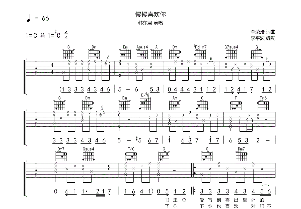 慢慢喜欢你 尤克里里图片