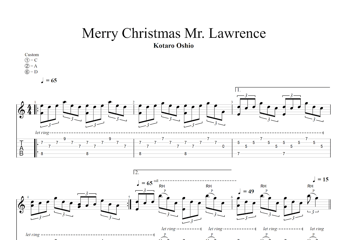 圣诞快乐劳伦斯吉他谱图片