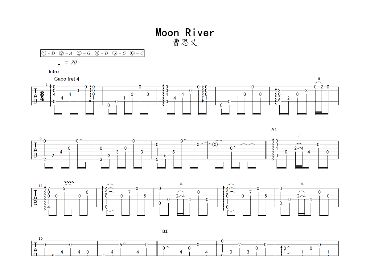 Moon River Sheet Music Henry Mancini Solo Guitar | ubicaciondepersonas ...