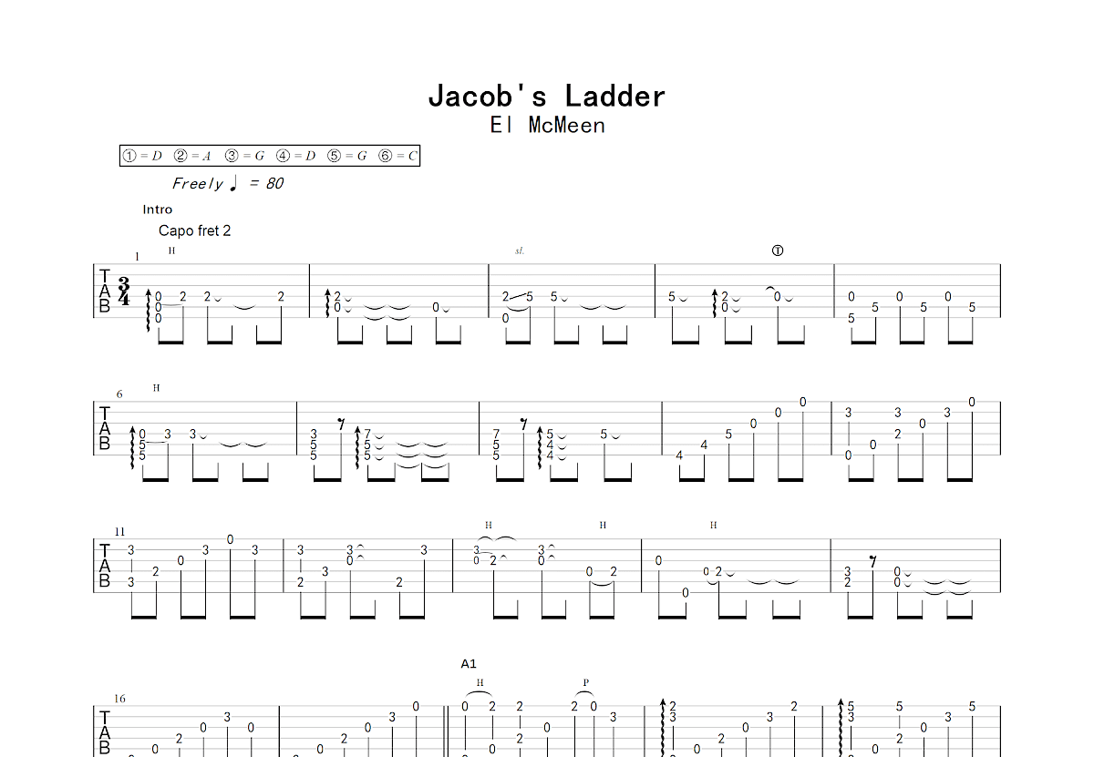 Jacob's Ladder吉他谱_El McMeen_C调指弹 吉他世界