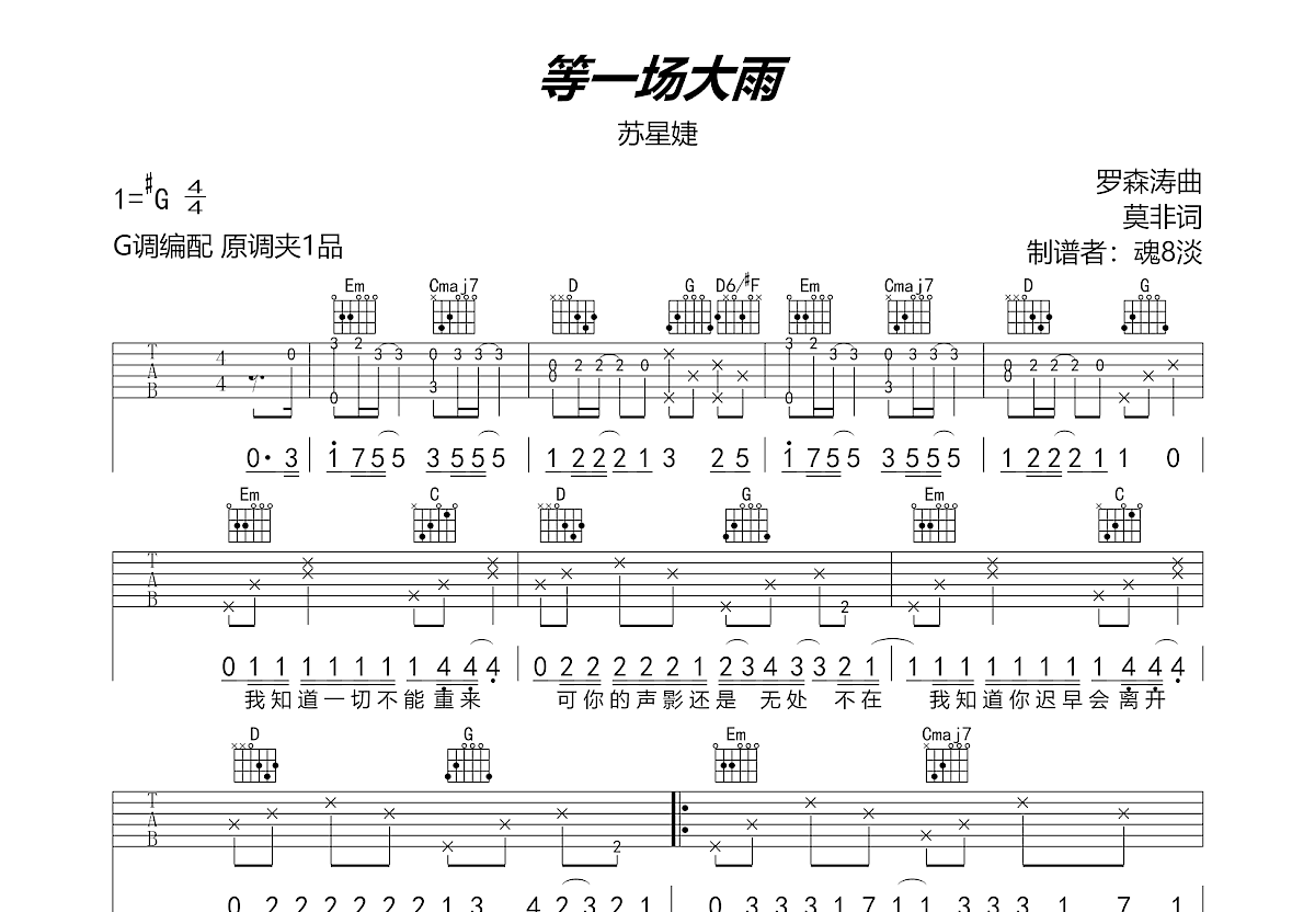 2002年的第一场雪吉他谱 - 刀郎 - 吉他弹唱谱 - 琴谱网