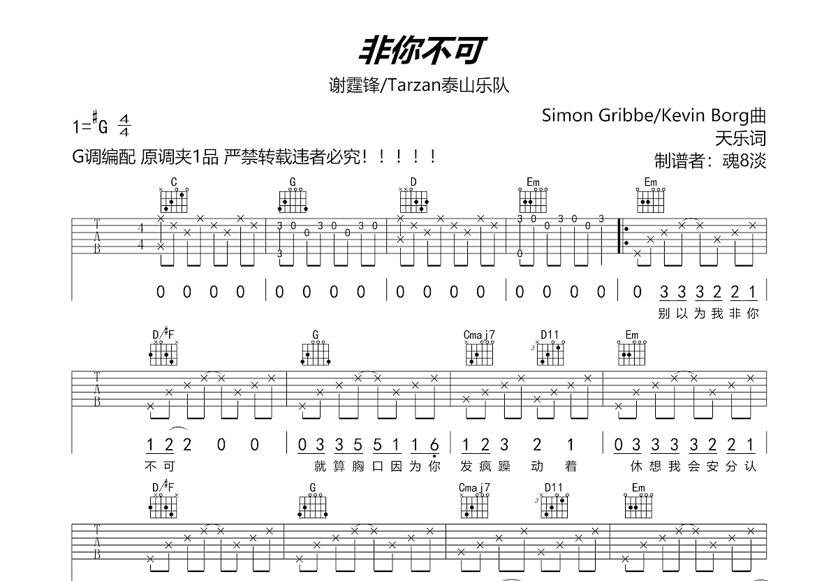 张紫豪 - 可不可以(超原版前奏间奏) [西二吉他 弹唱 C调] 吉他谱
