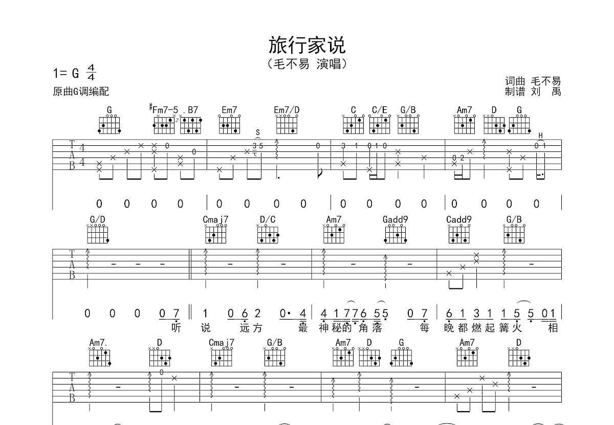 老头说吉他谱图片