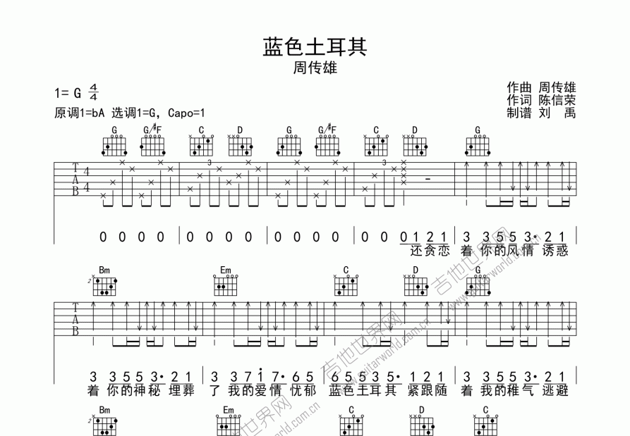 蓝色土耳其数字简谱图片