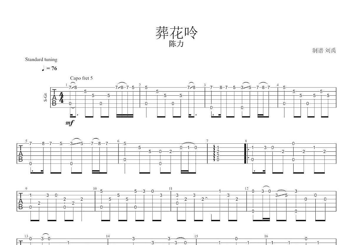 牡丹汗（Modanhan）吉他谱(gtp谱,古典吉他,维吾尔民歌,指弹)_群星(Various Artists)