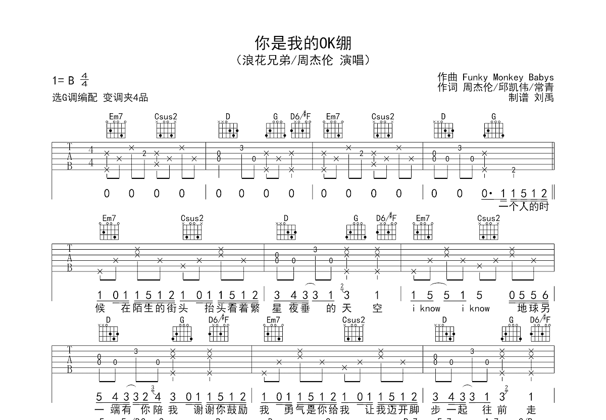 《我好像在哪见过你》吉他谱-薛之谦-C调六线谱-吉他弹唱教学-吉他源