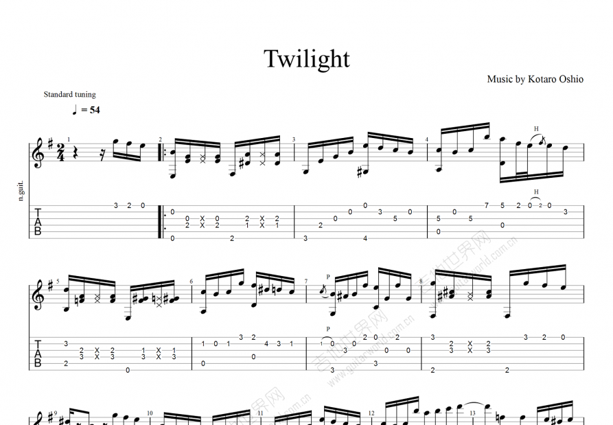 twilight吉他谱_郑成河_g调指弹吉他谱 - 吉他世界