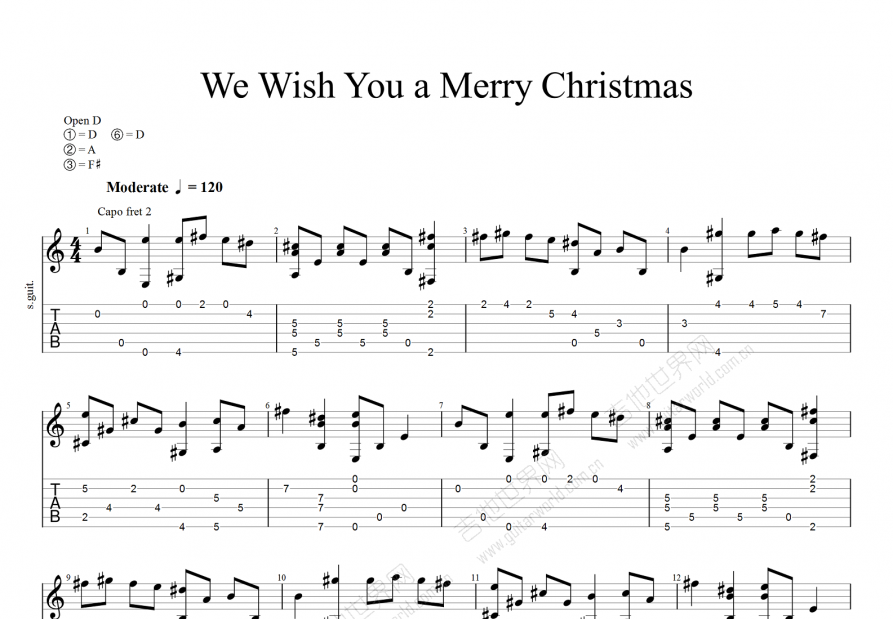 we wish you a merry christmas吉他谱_群星_c调弹唱 - 吉他世界