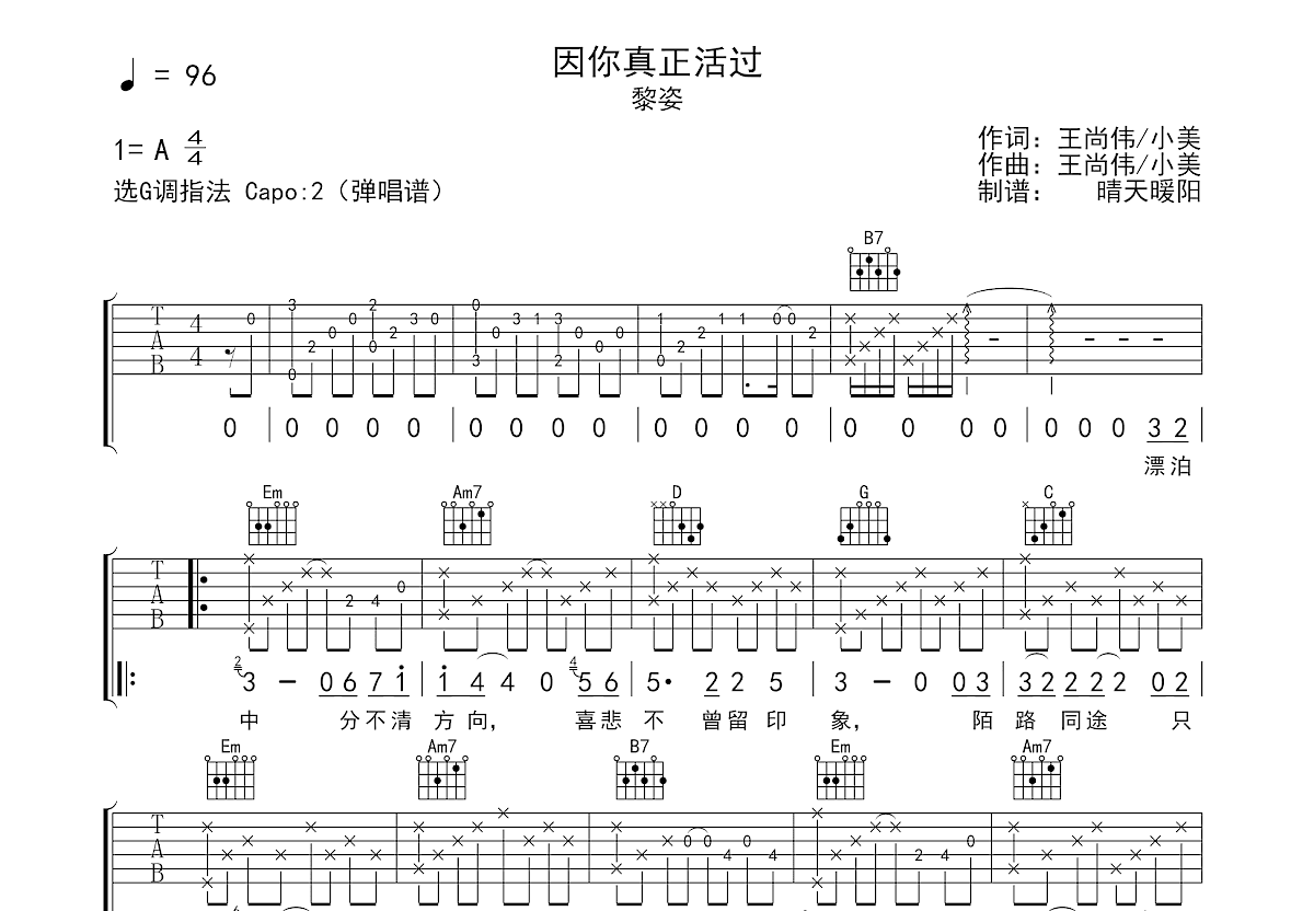THE NIGHTS吉他谱-AVICII-G调弹唱六线谱-附PDF下载-吉他控
