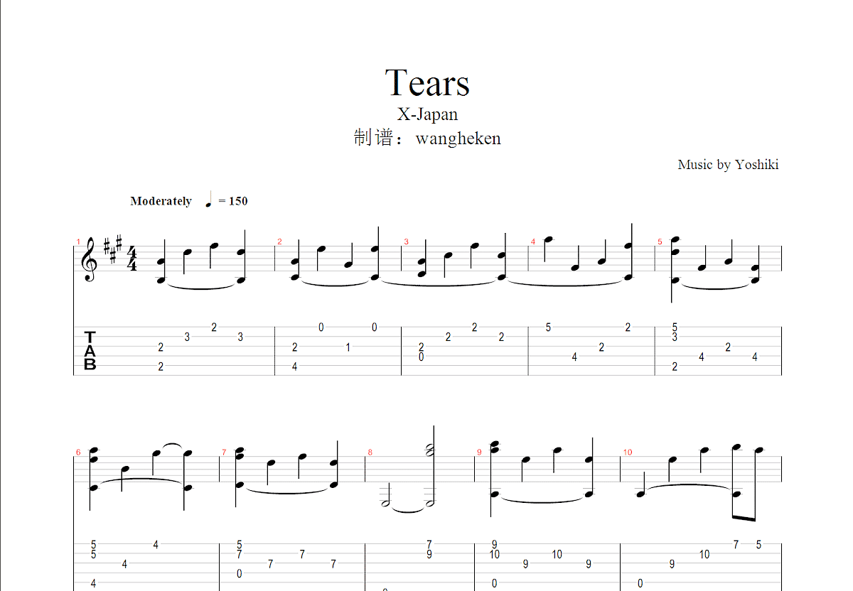 tears and rain吉他谱图片