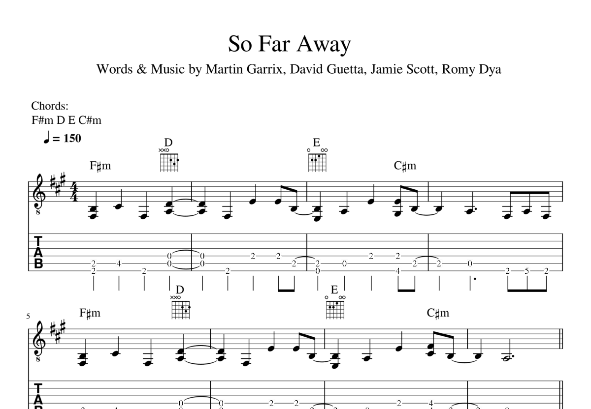 so far away曲谱图片