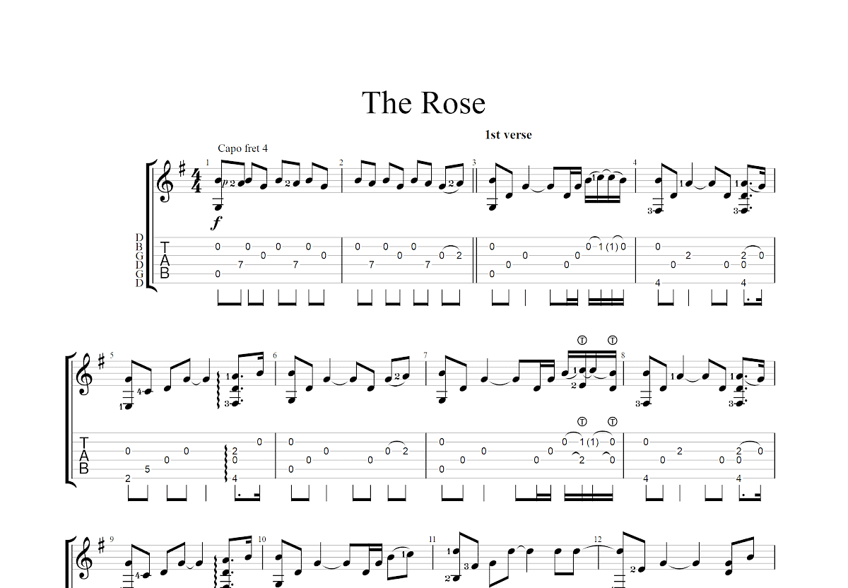 The Rose吉他谱原版C调指弹 - Amanda McBroom - 玫瑰花的深情烈焰 | 吉他湾
